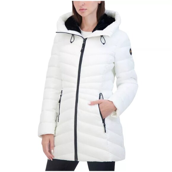 NWT HFX Outdoors White Faux-Fur Trim Hooded Puffer Casual Winter Warm Jacket XXL - Picture 1 of 7